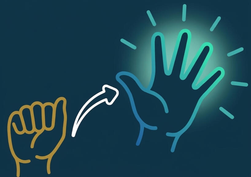 Company logo with ASL hands