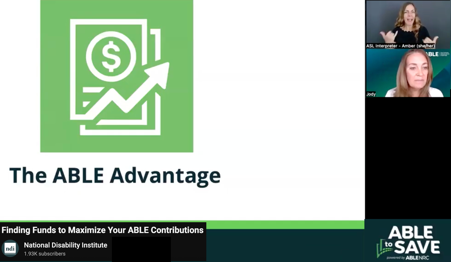 Maximizing Your ABLE Account Webinar // ASL Signing